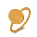 Minimalist gold-plated signet ring with a polished flat circular top for women - 04 KC Gold Round
