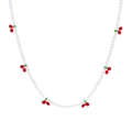 Collana girocollo fatta a mano in perline trasparenti con sei ciondoli a forma di ciliegia - Collana Ciliegia con Perline Trasparenti (WG-0277)