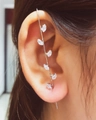 Silver vine ear crawler with marquise cut cubic zirconia stones for minimalist look - Leaf Silver