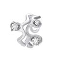 Anello minimalista in metallo liquido argentato con tre pietre di zircone cubico - Stile Metallo Liquido Argento (X202)