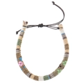 Bohemian colorful woven anklet with adjustable black cord and ethnic fabric pattern - 05 Grey Style (11222)