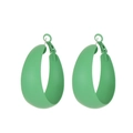 Chic green matte C-shaped geometric hoop earrings with trendy teardrop design - Grass Green
