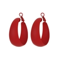 Modern geometric C-shaped hoop earrings in matte red finish for women with bold style - Red