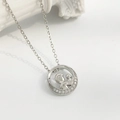 Silver mother and child necklace with sparkling zircon pendant for Mother's Day - Silver Round Silhouette
