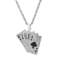 Hip hop style silver plated poker pendant necklace featuring black spades and rhinestones - Silver Colorful Spade A