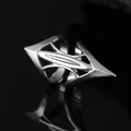 Polished silver geometric sharp nail ring with hollow design and gothic aesthetic - Pointed Hollow Style (7329) / Silver