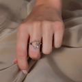 Anillo abierto de plata pulida con forma de corazón y diseño de corazón hueco - Abierto Ajustable / Corazón Hueco Plata Brillante (06 Corazón Hueco S546) / Plateado