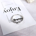 Vintage silver open ring featuring star patterns and black distressed finish details - Antique Silver Multiple Stars (07 Stars S573)