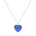 Modern silver necklace with multi-layer blue gradient enamel heart pendant - White K Blue Necklace