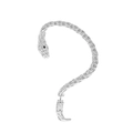 Silver snake ear cuff with textured scales and black gemstone eyes in punk style - Silver (Left Ear)