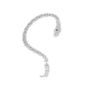 Silver snake ear cuff with textured scales and black gemstone eye detail - Silver (Right Ear)