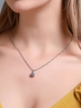 Elegant six-prong solitaire zircon pendant necklace on a silver water wave chain for women - White 1658 (Twist Chain)