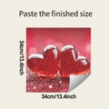 Detail showing finished 34cm size of glittering red heart stickers for kitchen cabinets - 34x34cm (Creamy White)