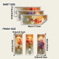 Detail showing dimensions of 3D flower wall stickers in layout and finish sizes - 17.5*45cm*3 Pieces (Set of Three)