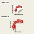 Detail showing dimensions of self-adhesive red rose wall stickers for light switches - 14*14cm/fun-kg210