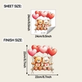 Detailweergave van teddybeer muurstickers met hartballonnen en afmetingen van product - 24*24CM/fun-m534