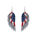 Patriotic wing earrings featuring US flag patterns with red stripes and blue stars - Wing Style (6706)