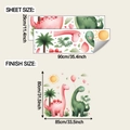 Detailed size chart showing cute dinosaur wall decals measuring 29x90cm for kids' room decor - 29x90cm