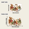 Detail showing kitchen wall sticker dimensions with spice jars and wooden utensils - Simulated Food Seasoning Style (fun-e364)
