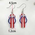 American flag flip-flop earrings with red white stripes and sparkling rhinestones - Slipper Style (3976) / White Gold