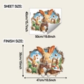Detailed size specifications for 3D Easter bunny wall sticker 40x50cm sheet dimensions - 40x50cm Style (fun-f1052)