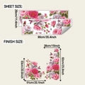 Detailed sheet size and finished dimensions for peony and butterfly wall stickers - 29x90cm (Double Sheet)
