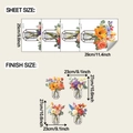 Detail view of floral vase wall stickers showing sheet dimensions 25x29cm for home decor - 25*29cm (fun-f1053)