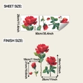 Dimensioni dettagliate degli adesivi murali rose rosse con layout 29x90cm e misure finali - 29*90cm (fun-d84)