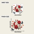 Dettaglio delle dimensioni e del layout dell'adesivo per WC con rose e farfalle - 24*24cm