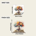 Detailed guide showing 29x29cm sheet size and 27x27cm finish size for floral tree wall decal - 29x29cm (fun-f1056)