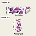 Detail view of purple rose and butterfly wall decals showing sheet and finish dimensions - Purple Rose And Butterfly (fun-d83) / 30*90cm