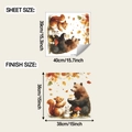 Detailed sheet size and finish dimensions of forest animal wall stickers for kids rooms - Transparent Single Color / 39*40CM