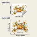 Size guide for sunflower and pumpkin wall decal with 'nourishes the soul' quote - 30x39cm