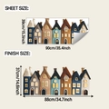 Detailed dimensions of cartoon house wall stickers in sheet and finish sizes - 39*90cm/fun-h36