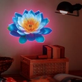 Glow-in-the-dark 3D blue lotus wall sticker with neon edges and water drops - Pink Glow (fun-yg022)