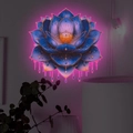 Luminous lotus wall sticker with glowing blue and gold layers and neon LED light effect - Pink Glow (fun-yg032) / 20*20cm