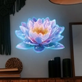 Glow-in-the-dark lotus wall sticker featuring neon blue and purple floral art for home decor - Lotus Style (fun-yg023) / 15x20cm / Blue