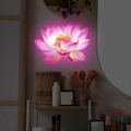 Detailed view of luminous lotus flower wall sticker glowing in pink and purple tones - Pink Glow (fun-yg033)