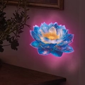 Luminous lotus wall sticker with glowing blue petals and warm yellow center for home decor - YG020-Pink Light