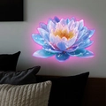 Luminous lotus wall sticker with neon purple edges and glowing particles in bedroom decor - Lotus Style (fun-yg023) / 15x20cm / Pink