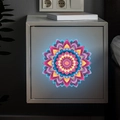 Detailed view of a colorful mandala wall sticker on a sleek gray storage cabinet door - 20*20CM/fun-yg028 Blue Glow