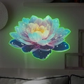 Glow-in-the-dark lotus wall sticker featuring blue-purple petals and starry night details - Lotus Style (fun-yg024) / 15x20cm / Green