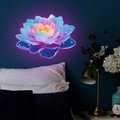 Detailed view of luminous lotus wall art with gradient petals and starlight effect - Lotus Style (fun-yg024) / 15x20cm / Pink