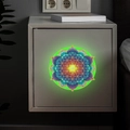 Detail of colorful mandala wall sticker with geometry patterns on a grey bedside cabinet - 20*20CM/fun-yg029 Green Glow