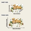 Detail view of lion cubs wall sticker showing layout and finish size measurements - Lion Cubs On Branch Style (fun-e375)