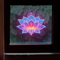 Detailed glowing lotus mandala decal with vibrant neon gradient colors on glass surface - Lotus Style (fun-yg026) / 15x20cm / Pink