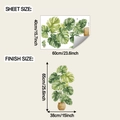 Sheet size and finish size details for watercolor monstera plant wall stickers - Monstera Potted Plant Style (fun-e377)