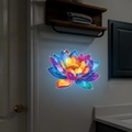 Sticker mural lotus coloré artistique avec effet néon dégradé dans une salle de bain - 15x20CM Lumière Bleue (fun-yg015)