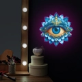 Detalle de pegatina de pared de ojo de loto azul con patrones dorados y luz de fondo - Rosa