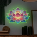 Luminous lotus flower wall sticker with mandala pattern glowing in dark room - Lotus Style (fun-yg027) / 15x20cm / Green
